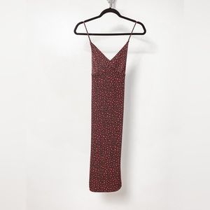 Banana Republic Fall Chic Animal Print Strappy‎ Knit Midi Dress Brown Pink Small